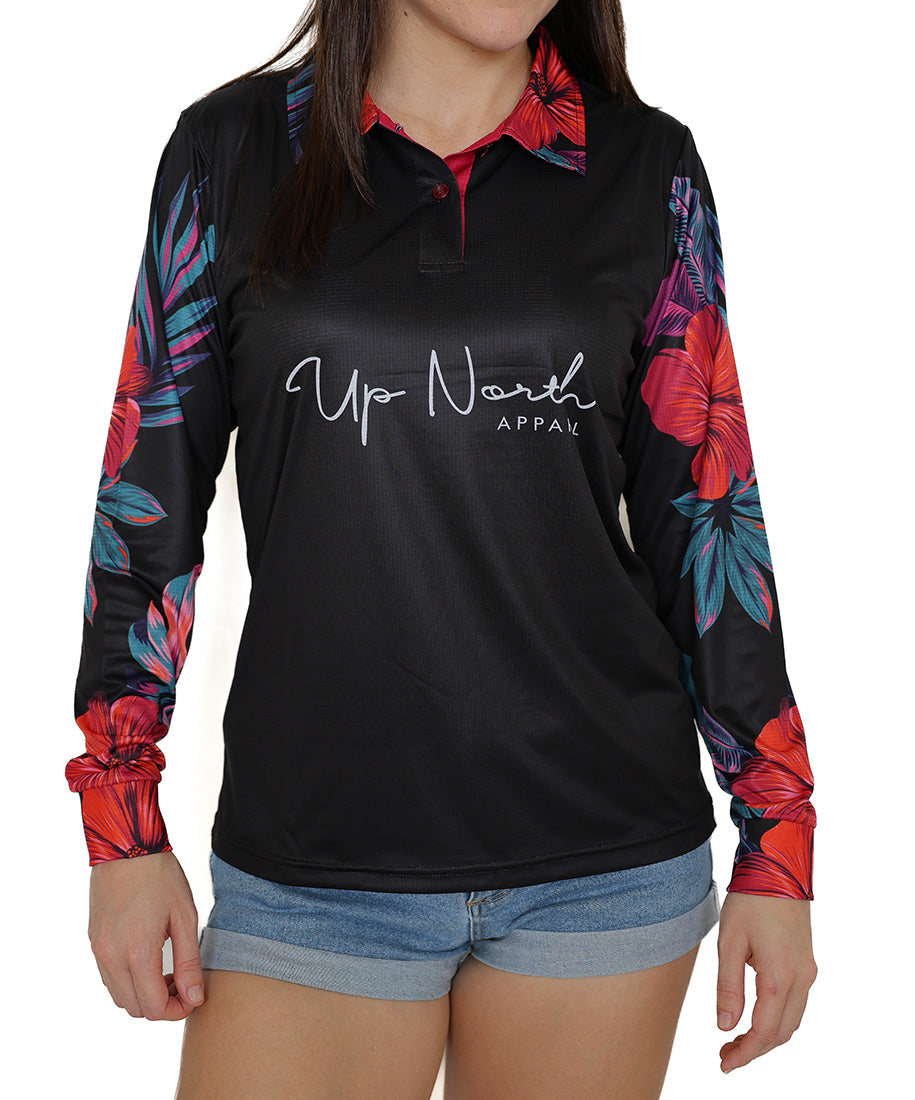 LADIES ISLAND FLOWER POLO JERSEY – Up North Apparel