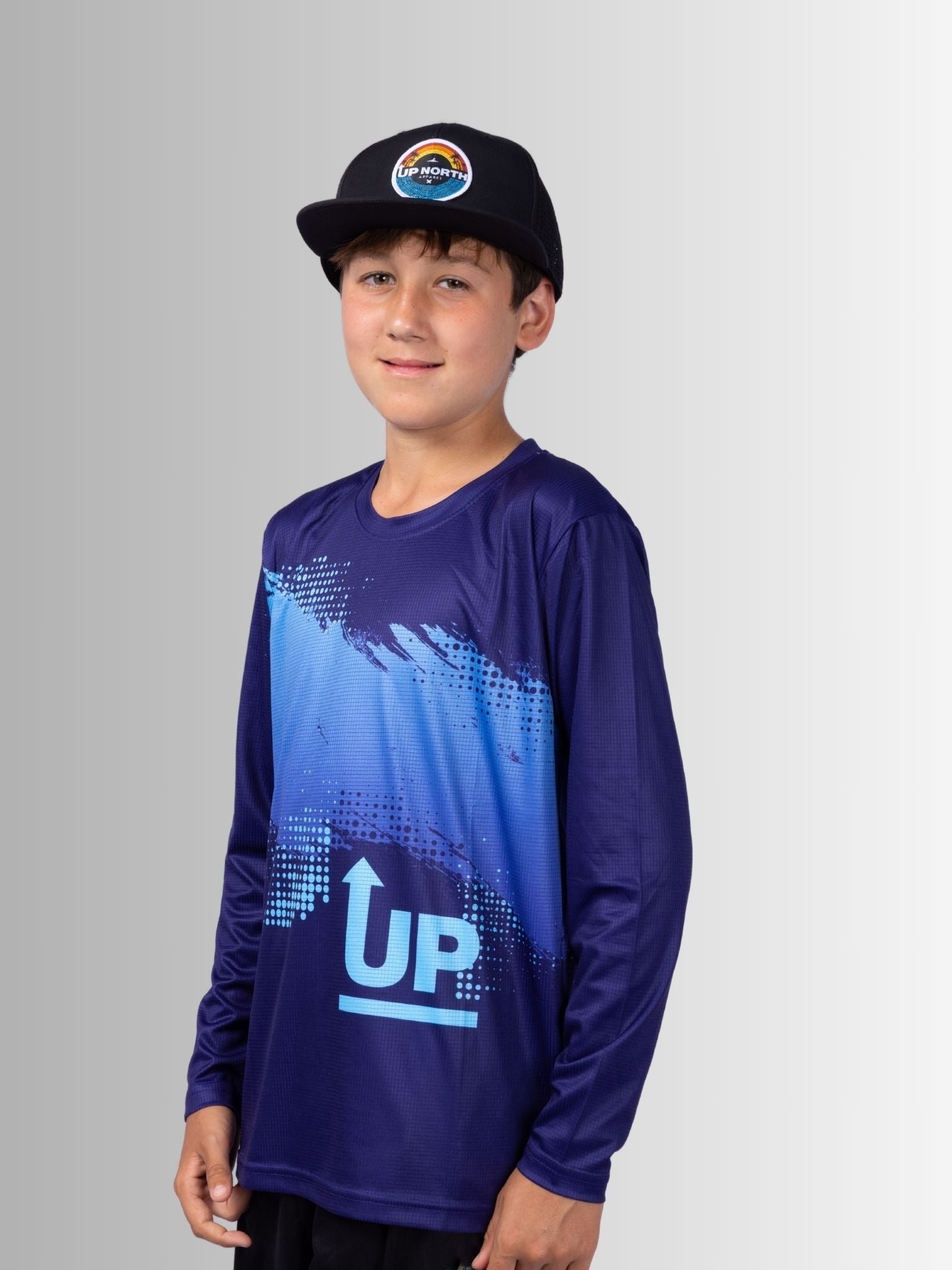 Kids Neon Navy Ink’d Up – LS HYFLEX Jersey – Up North Apparel