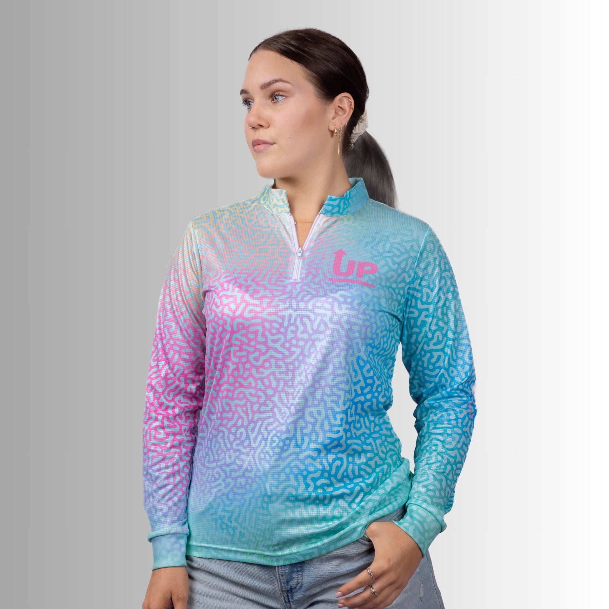 LADIES CORAL PARADISE ZIP NECK POLO JERSEY – Up North Apparel