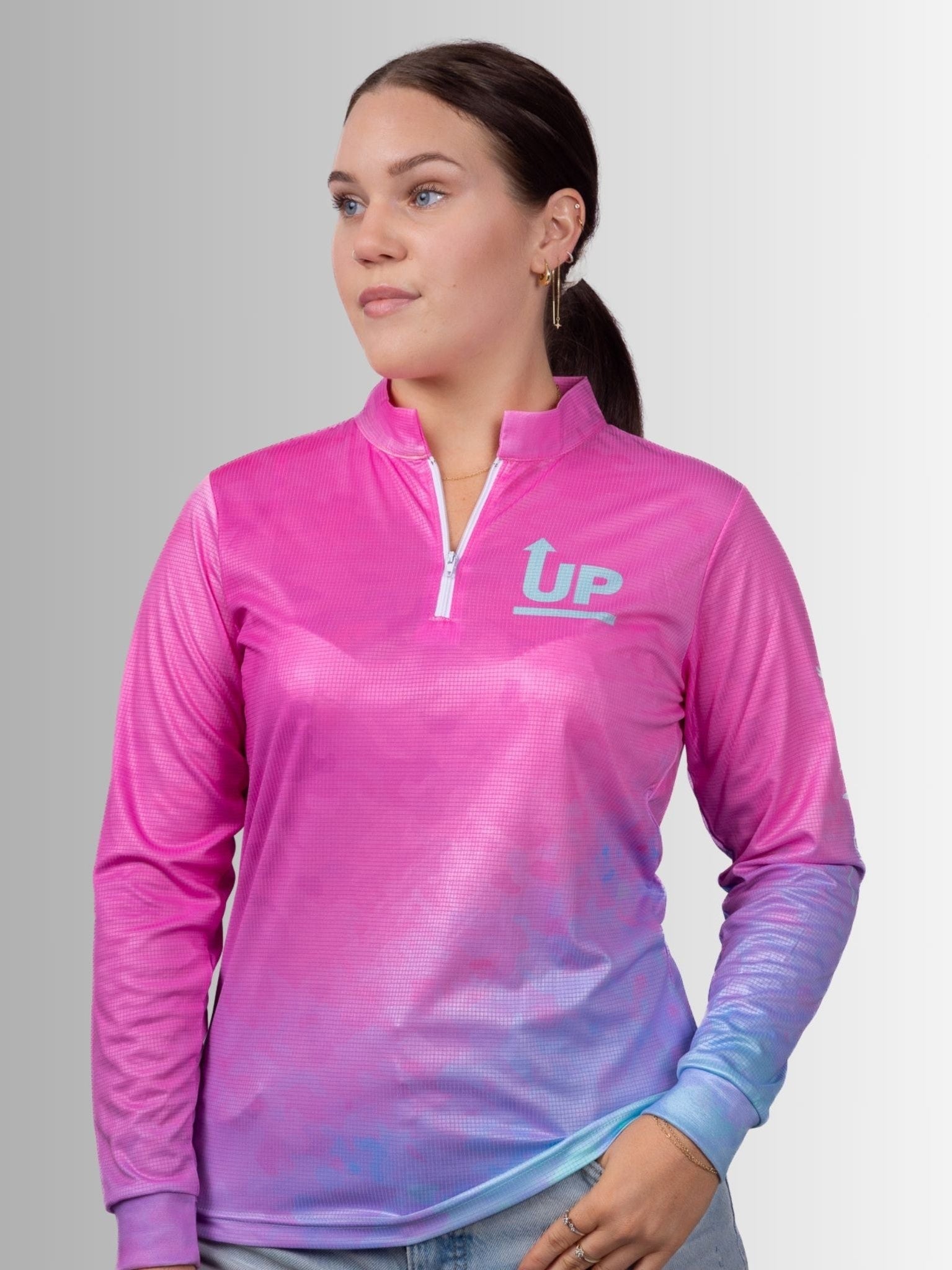 LADIES COTTON CANDYZIP NECK POLO JERSEY – Up North Apparel