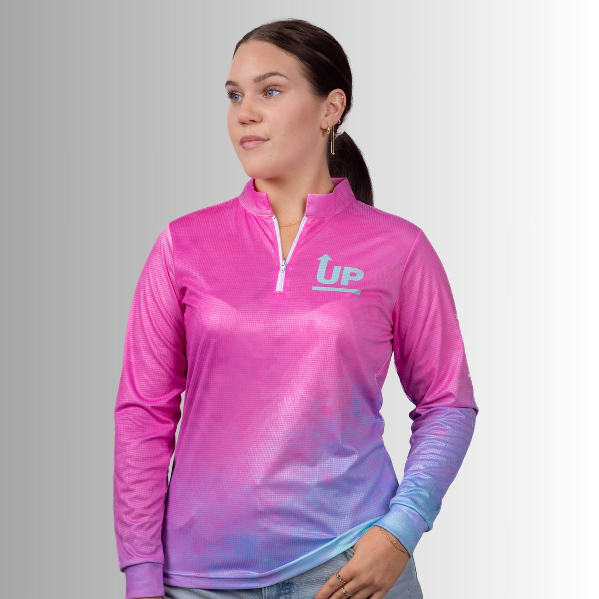 Ladies Cotton Candy Zip Neck Polo Jersey