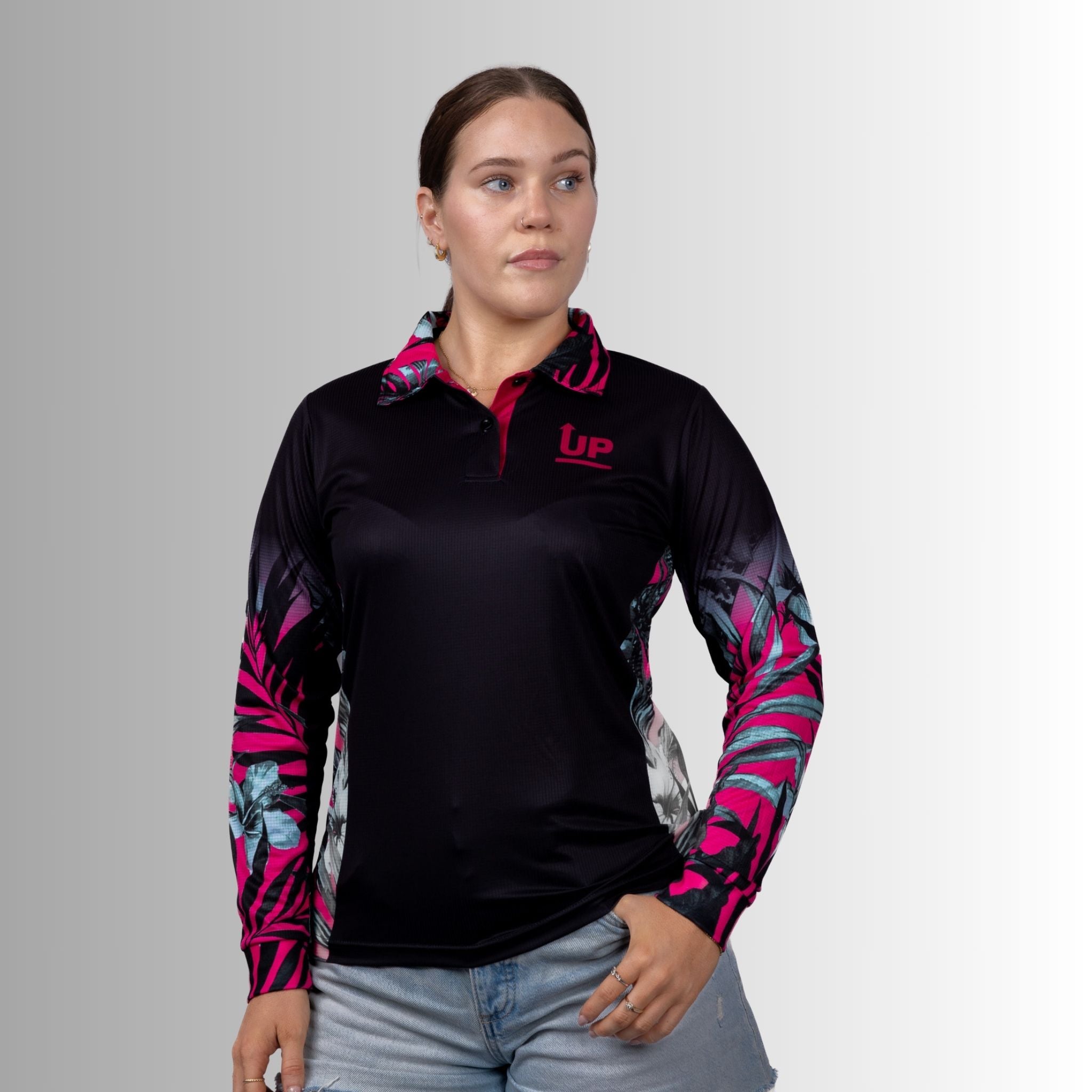 Ladies Tropical Hibiscus Polo Jersey