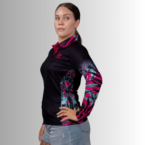 Ladies Tropical Hibiscus Polo Jersey
