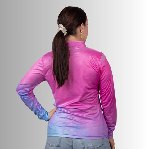 Ladies Cotton Candy Zip Neck Polo Jersey