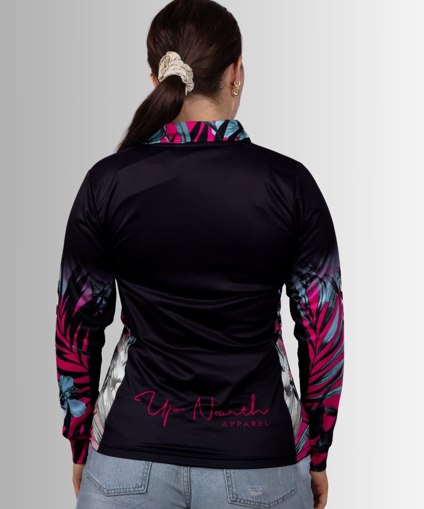 LADIES TROPICAL HIBISCUS POLO JERSEY