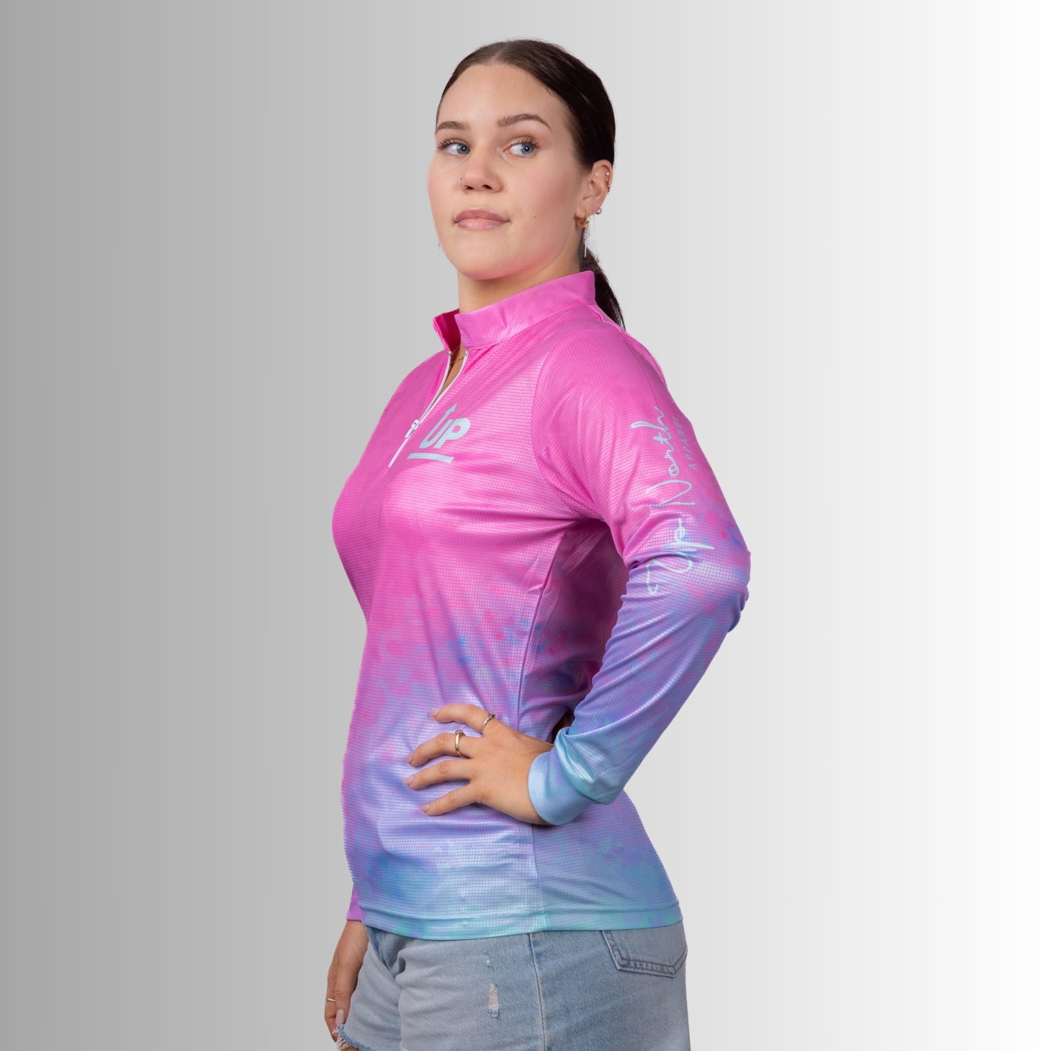 Ladies Cotton Candy Zip Neck Polo Jersey