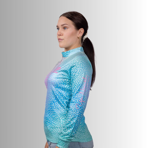 Ladies Coral Paradise Zip Neck Polo Jersey