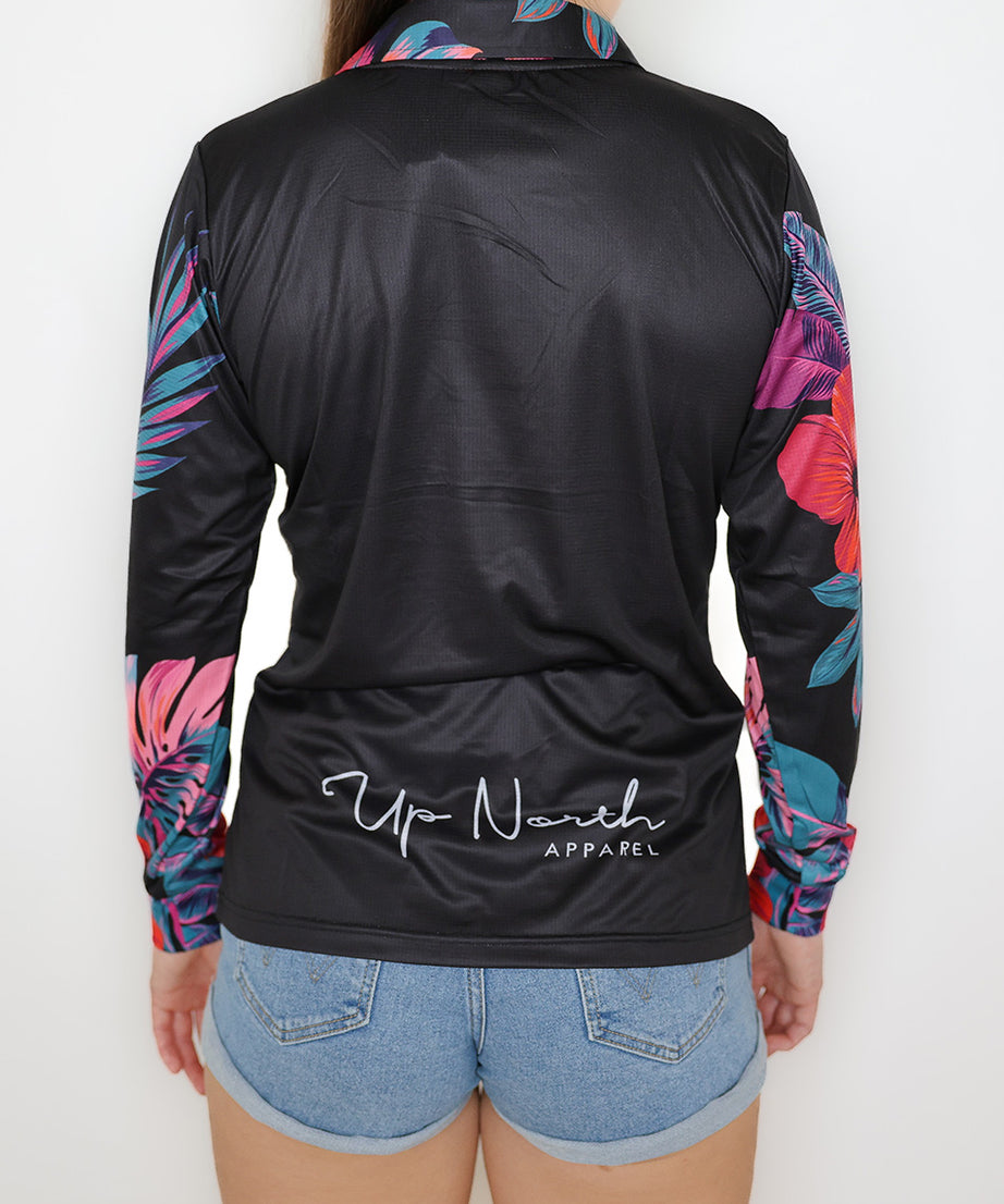 LADIES ISLAND FLOWER POLO JERSEY