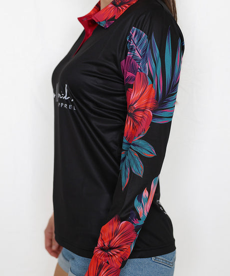 LADIES ISLAND FLOWER POLO JERSEY