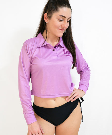 LADIES HYFLEX CROP POLO JERSEY - LAVENDER