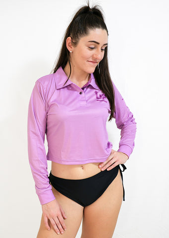 LADIES HYFLEX CROP POLO JERSEY - LAVENDER