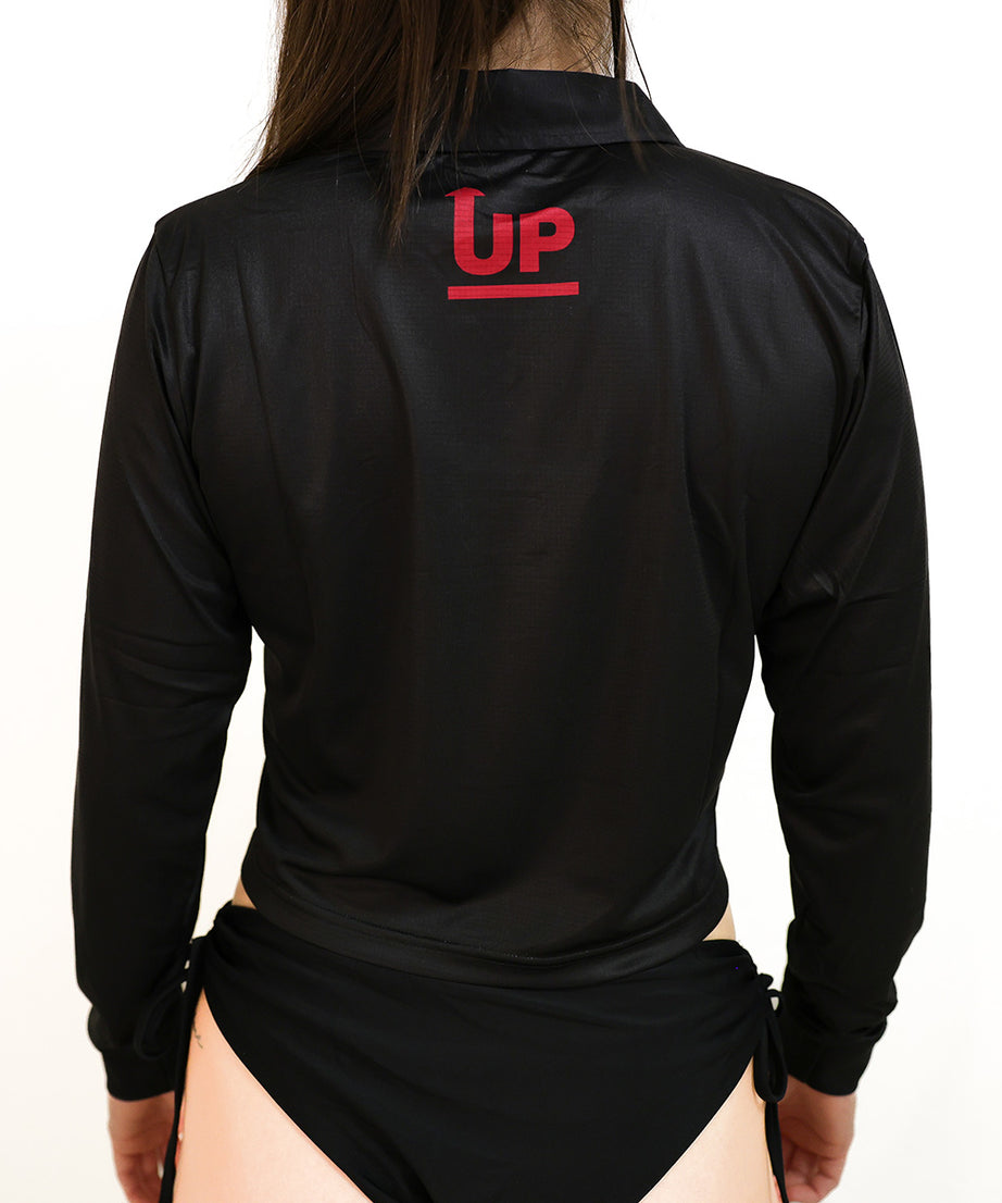 LADIES HYFLEX CROP POLO JERSEY - BLACK