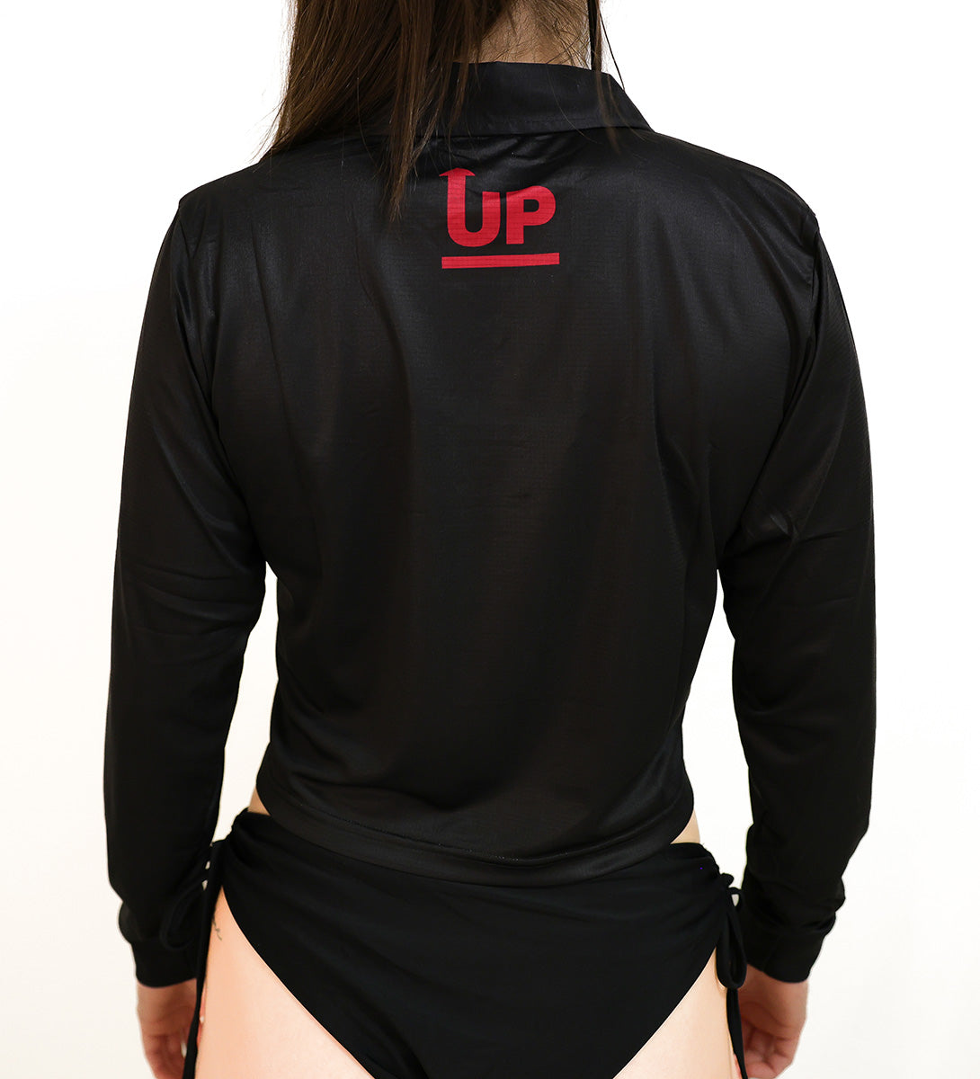 LADIES HYFLEX CROP POLO JERSEY - BLACK – Up North Apparel