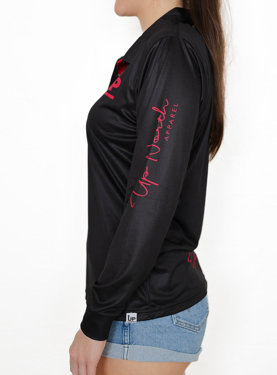 LADIES HYFLEX POLO JERSEY - BLACK