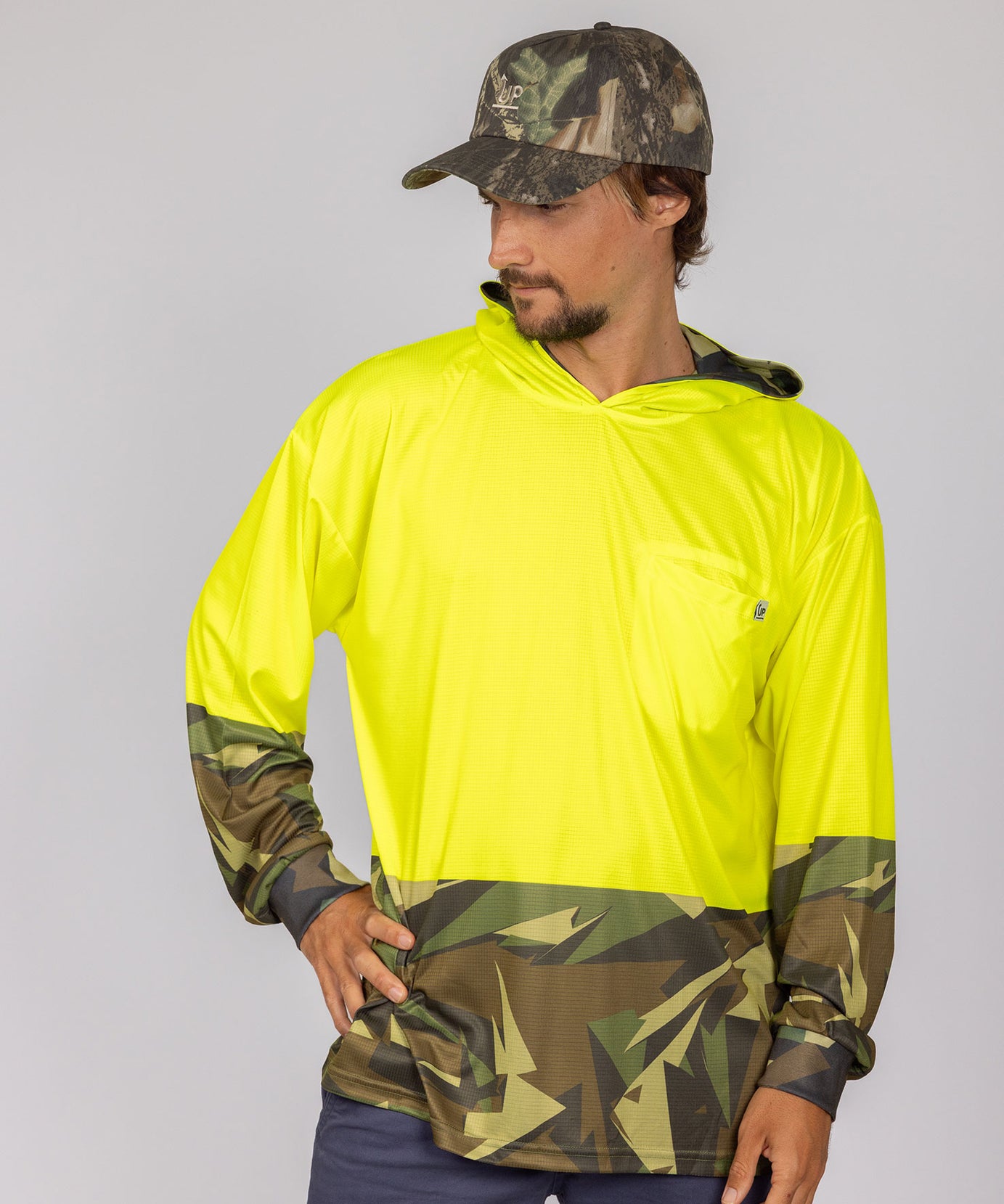 HI VIS TOP END CAMO HOOD JERSEY