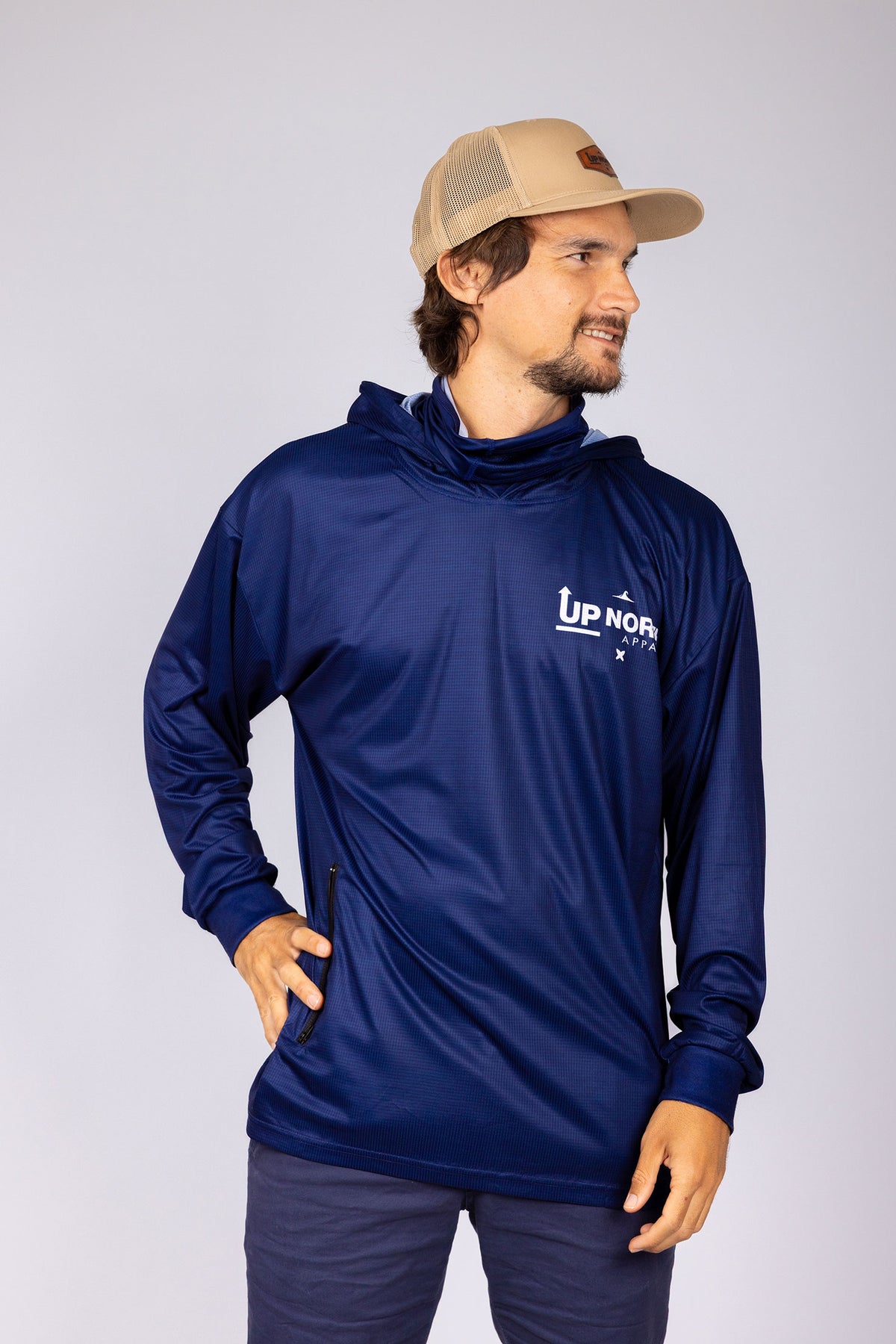 NAVY WANDERER HOOD JERSEY WITH FACE MASK – Up North Apparel