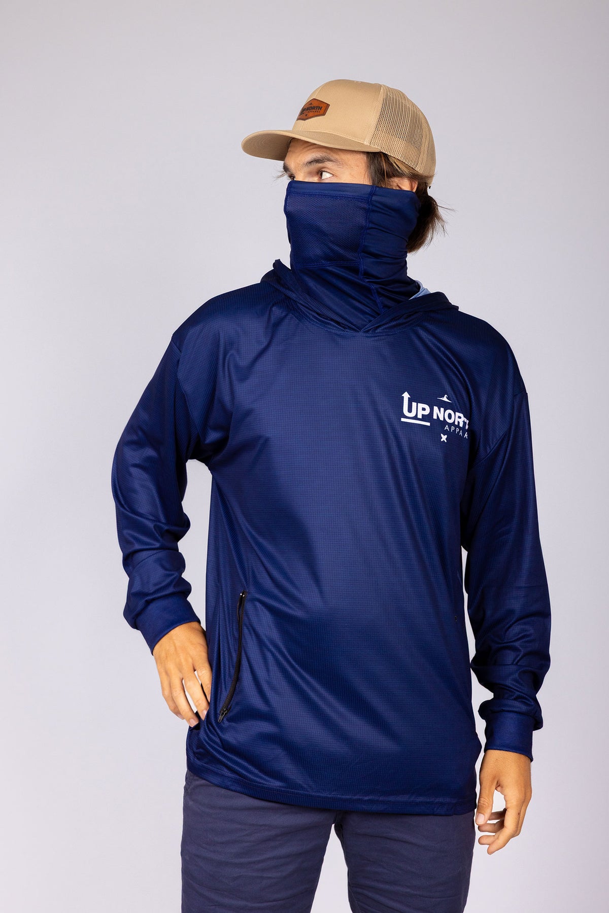 NAVY WANDERER HOOD JERSEY WITH FACE MASK – Up North Apparel