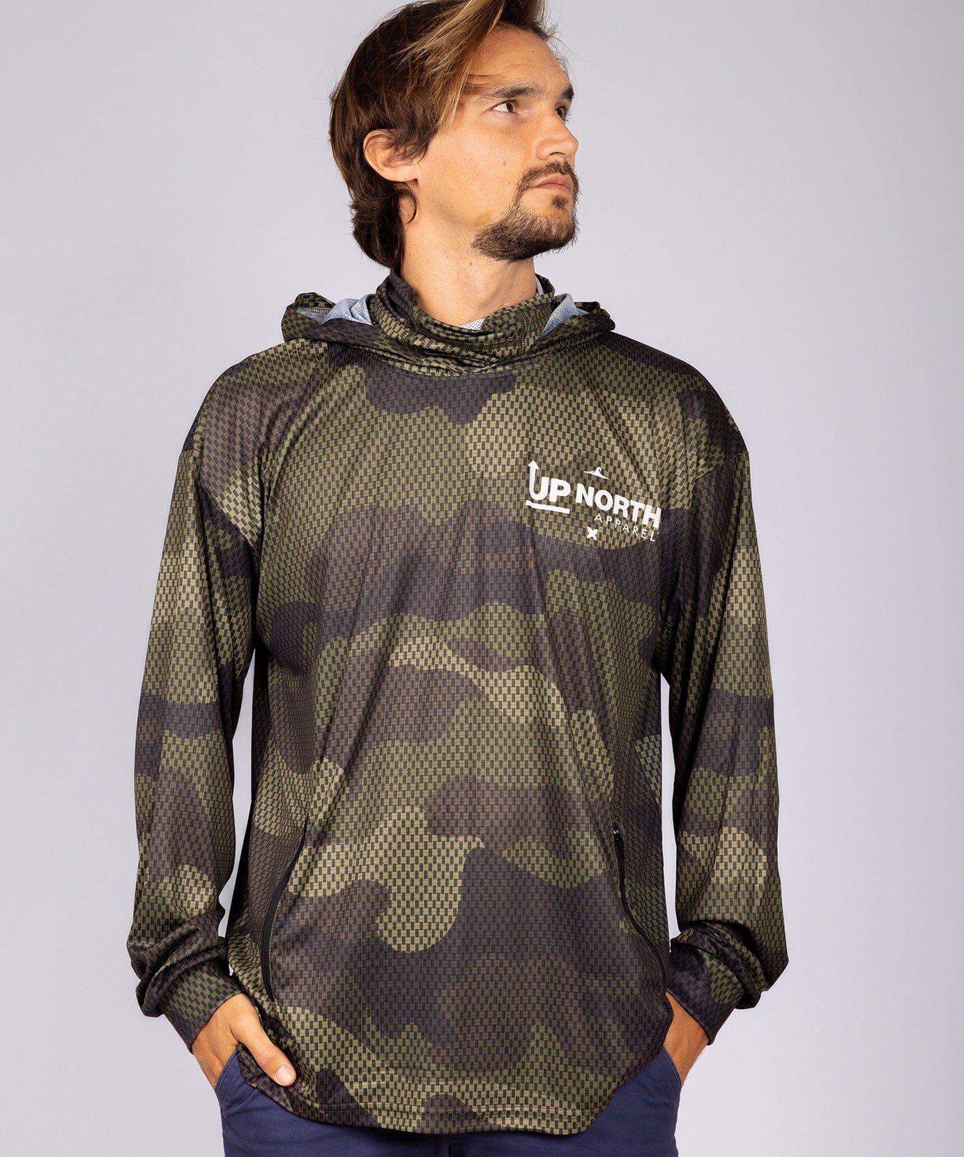 CAMO WANDERER HOOD JERSEY WITH FACE MASK