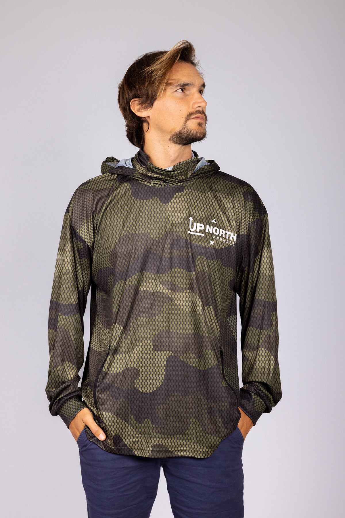 CAMO WANDERER HOOD JERSEY WITH FACE MASK – Up North Apparel