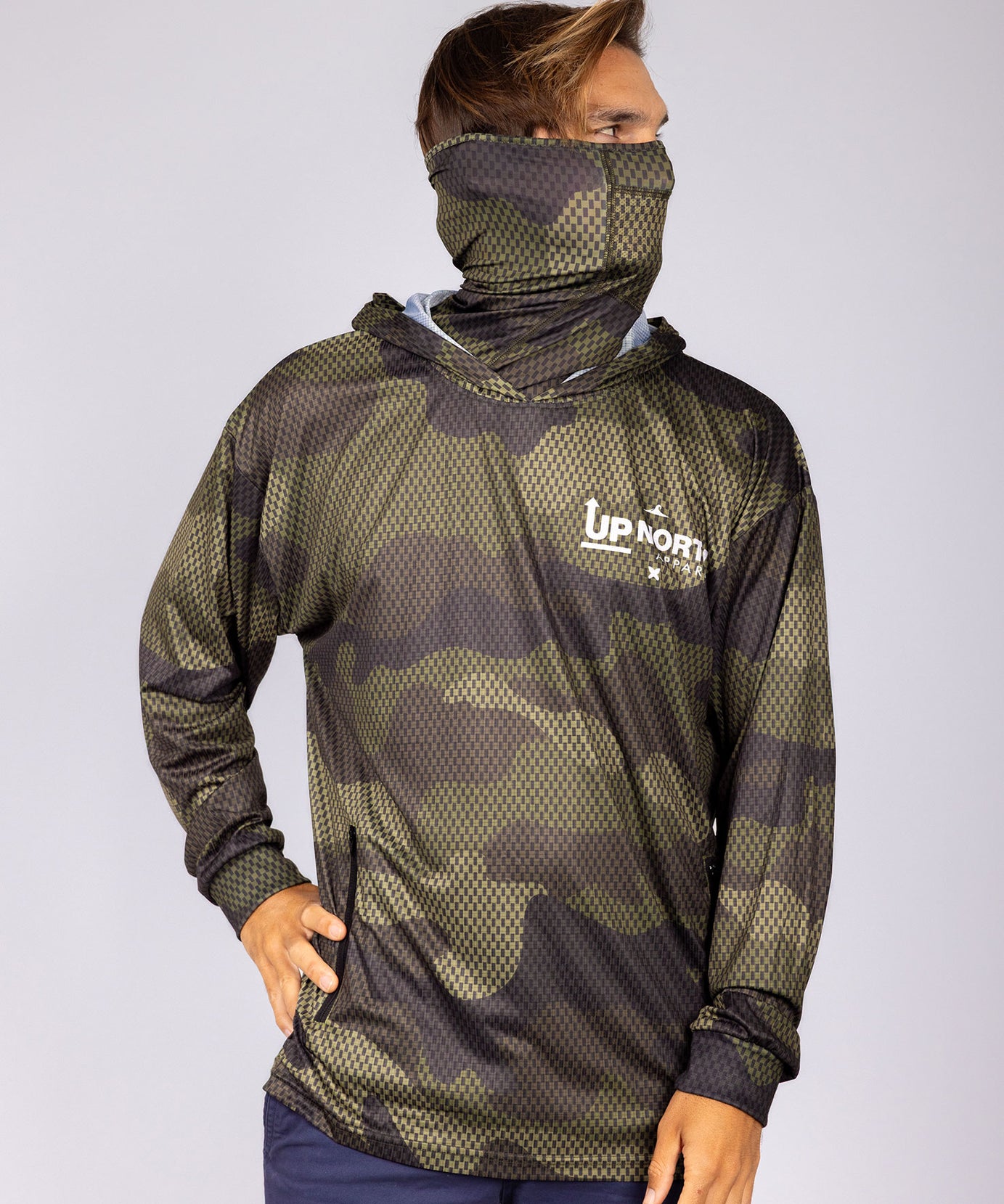 CAMO WANDERER HOOD JERSEY WITH FACE MASK