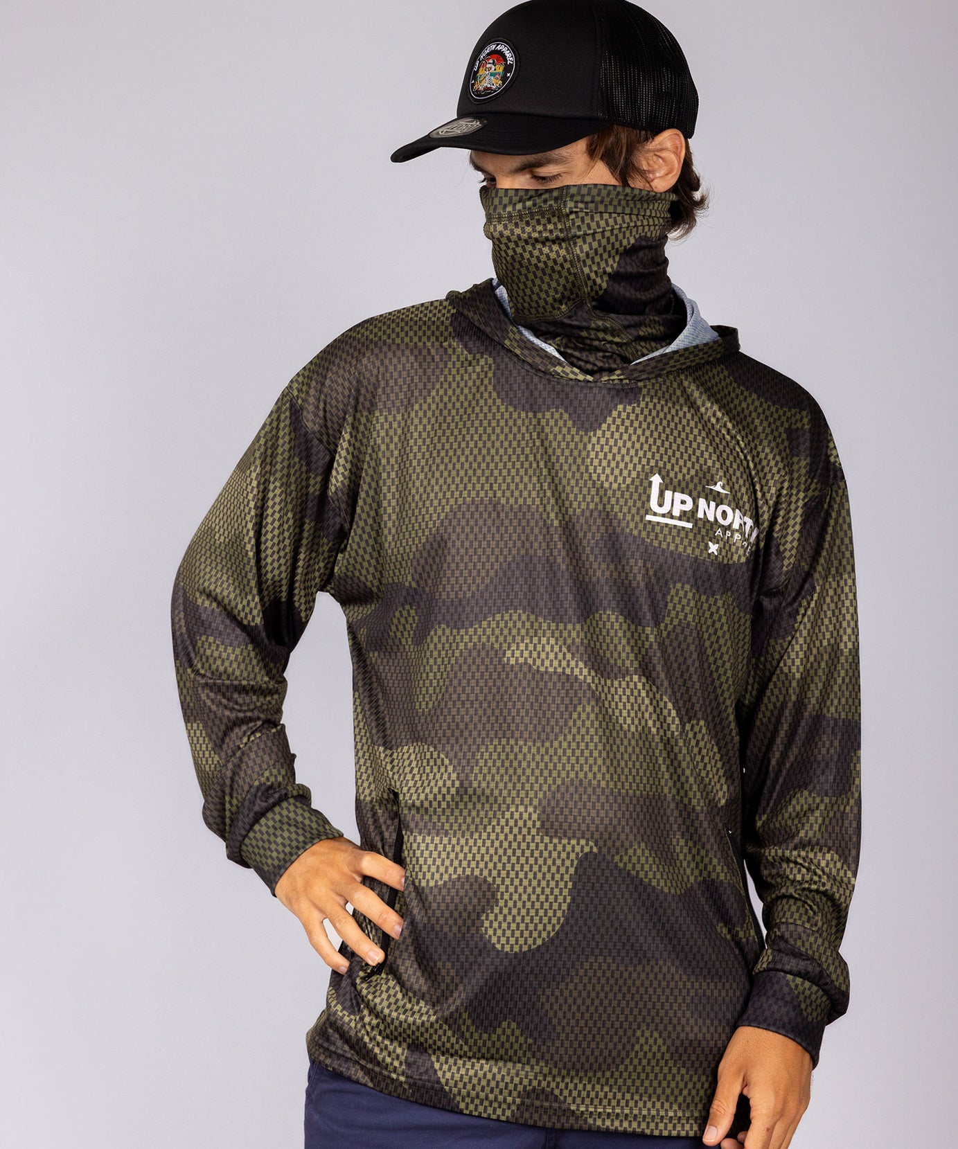 CAMO WANDERER HOOD JERSEY WITH FACE MASK