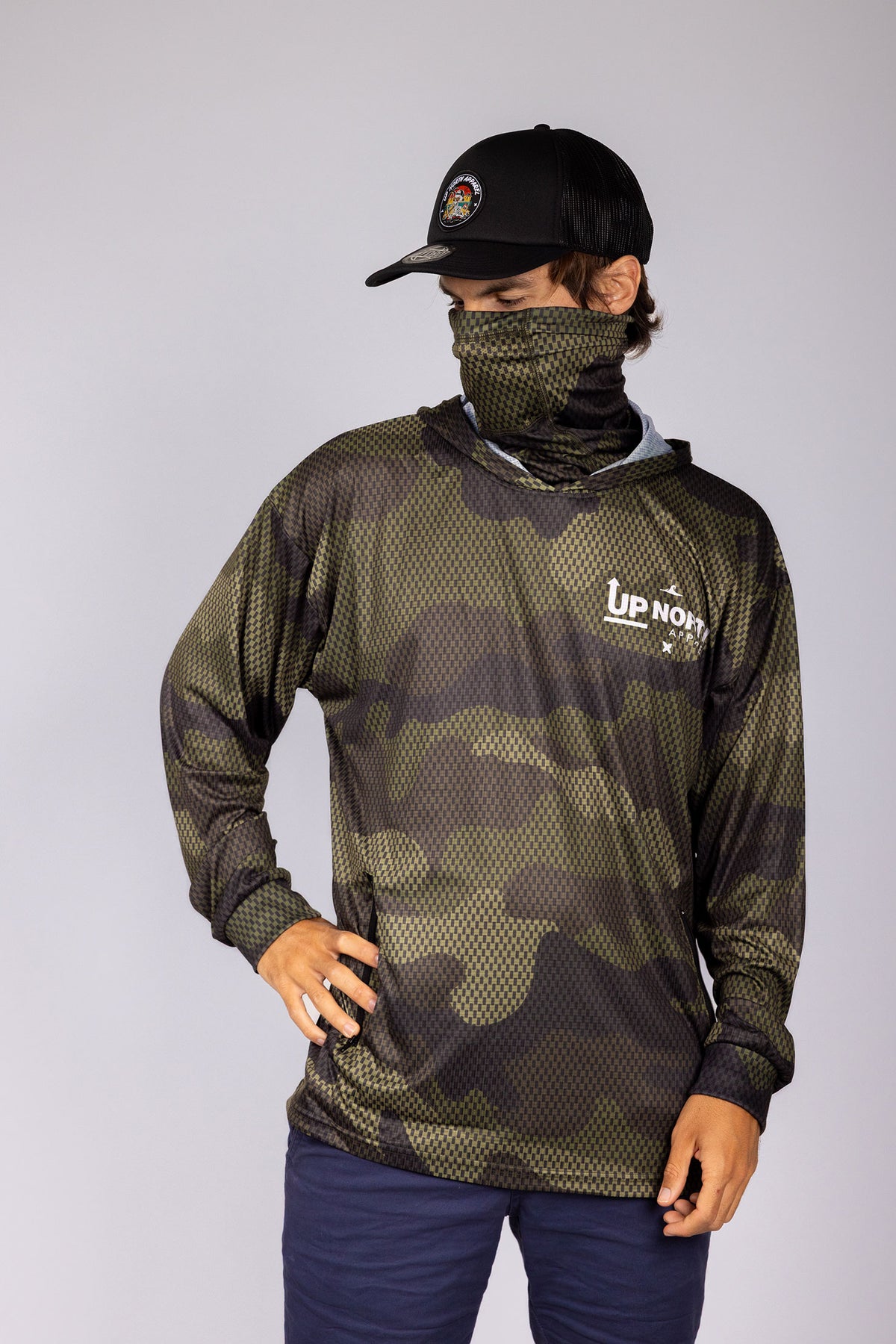 CAMO WANDERER HOOD JERSEY WITH FACE MASK – Up North Apparel