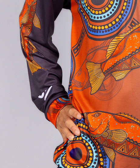 CORAL TROUT INDIGENOUS DESIGN POLO JERSEY
