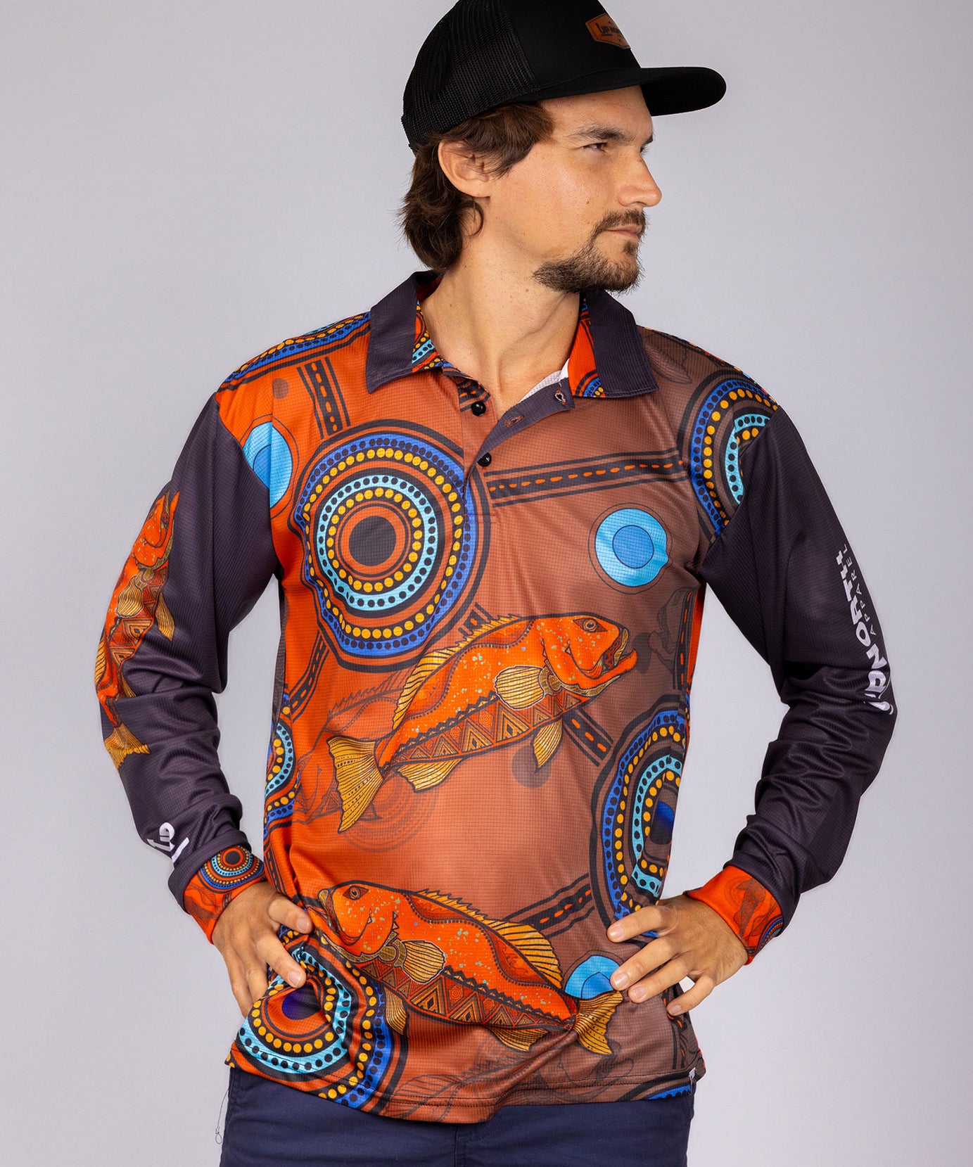 CORAL TROUT INDIGENOUS DESIGN POLO JERSEY