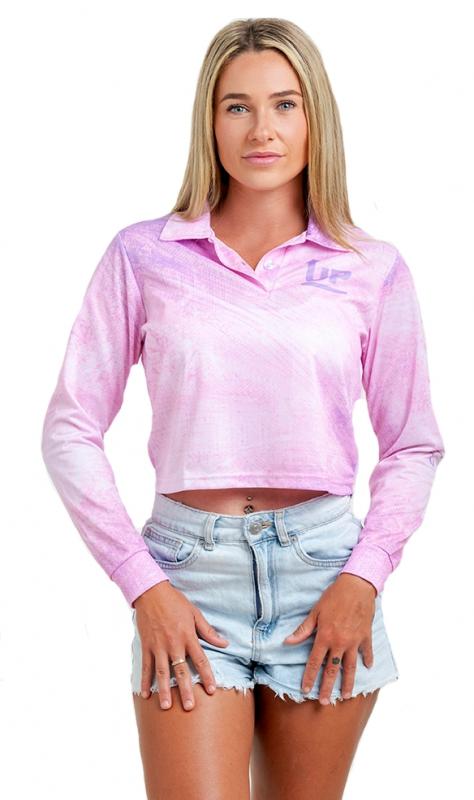 LADIES PURPLE HAZE CROP RPET RECYCLABLE FABRIC