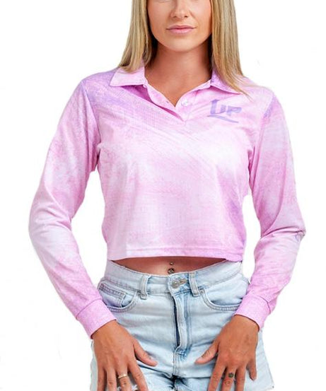 LADIES PURPLE HAZE CROP RPET RECYCLABLE FABRIC