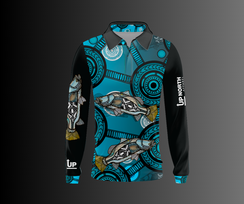 BARRA INDIGENOUS DESIGN - Long Sleeve Fishing Polo