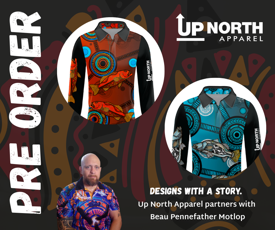 CORAL TROUT INDIGENOUS DESIGN - Long Sleeve Fishing Polo