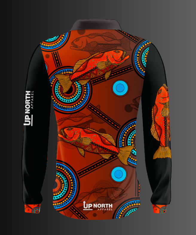 CORAL TROUT INDIGENOUS DESIGN POLO JERSEY