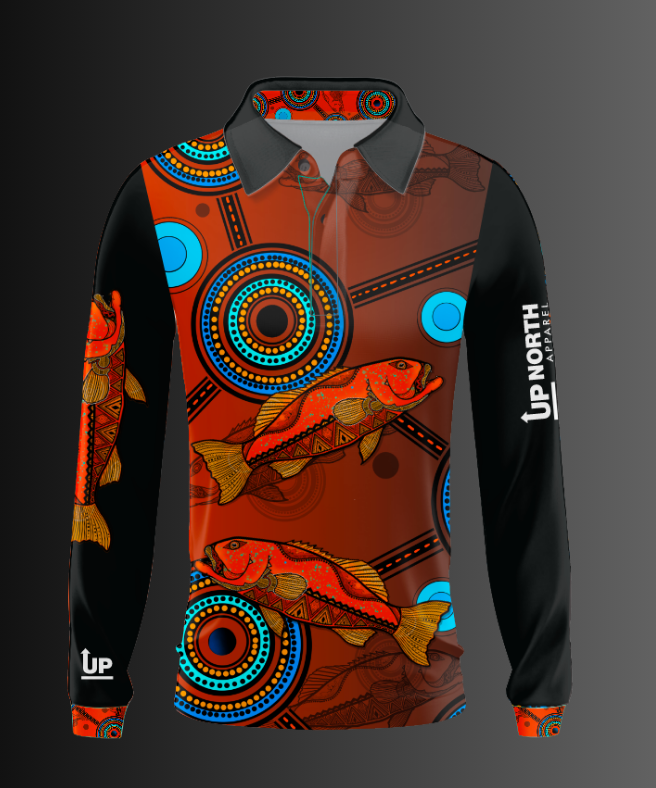 CORAL TROUT INDIGENOUS DESIGN POLO JERSEY