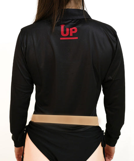 LADIES HYFLEX CROP POLO JERSEY - BLACK