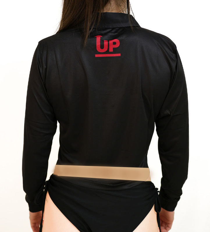 LADIES HYFLEX CROP POLO JERSEY - BLACK – Up North Apparel